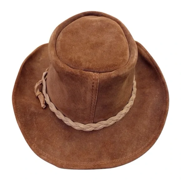 WALK ABOUT Leather Unisex Brown Made in Australia Hat Sz Small Safari Bush Hat - Picture 2 of 16